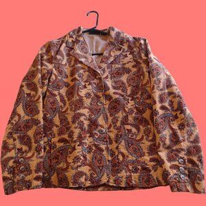 vibrant & soft, corduroy paisley pattered, vintage coat by Relativity